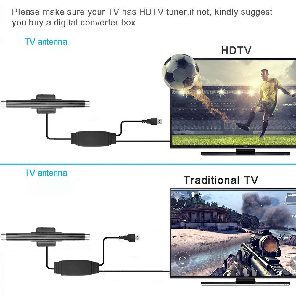 36dB Digital TV Antenna HD 4K Antenna Digital Build-In Amplifier Signal Booster Indoor HDTV 1080P Antenna LED Light