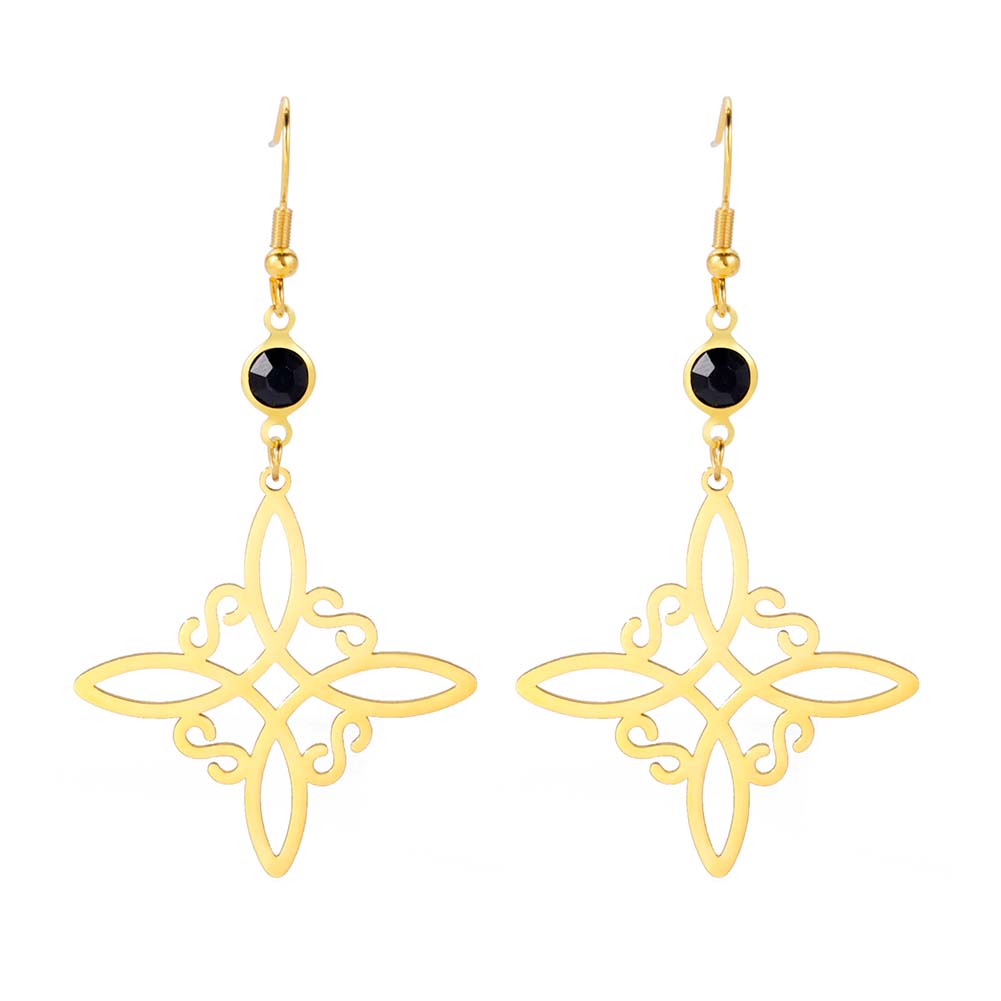 Unift Pendientes góticos de acero inoxidable para mujer y hombre, aretes de pentagrama de Triple runa, fase lunar, joyería Vintage, Piercing de oreja, nudo de bruja: Chapado en zinc blanco y azul