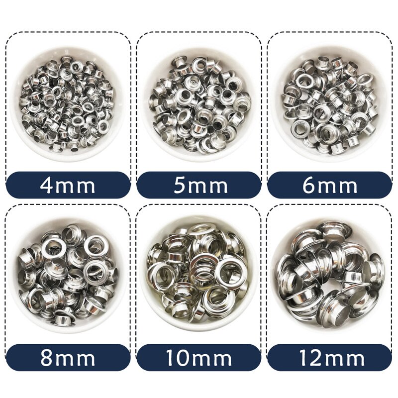 Ojales perforados de acero inoxidable para zapatos, accesorios de decoración para cinturón de ropa, 100 unids/paquete