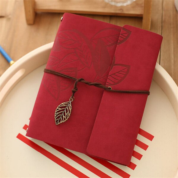 8 Inch PU Leather Vintage Antique Kraft Paper Photo Albums 30 Sheets for Baby Birthday Leaves Home Decor Young Commemorate: Red