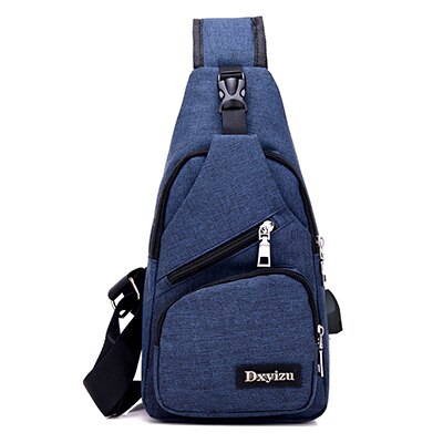 Scione Sport USB charge sacs à bandoulière pour hommes messagers sac Oxford court voyage sacs à bandoulière pour hommes Anti-vol poitrine sac: Dark blue