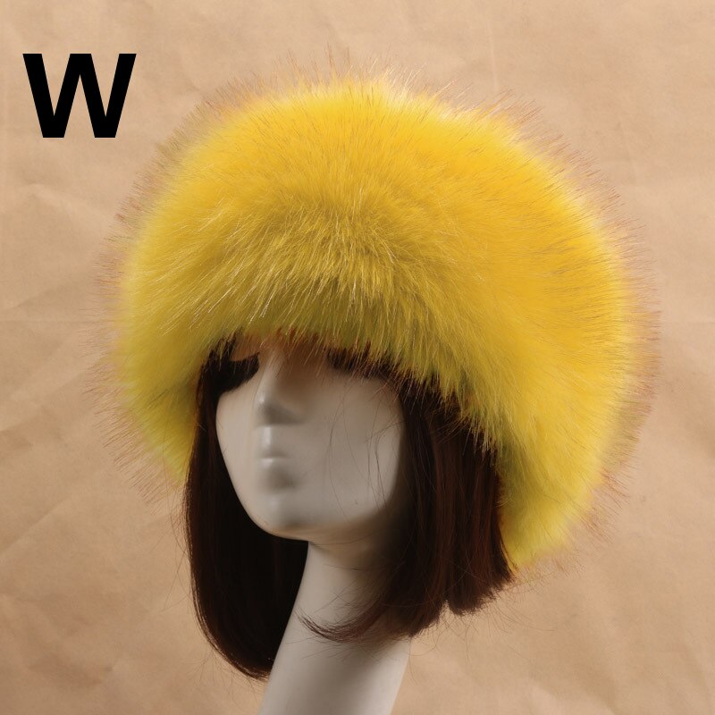 Man Women Fur Hats Tick Fuffy Warm Fox Fur Hat Headband Autumn Winter Russian Thick Hat: 20