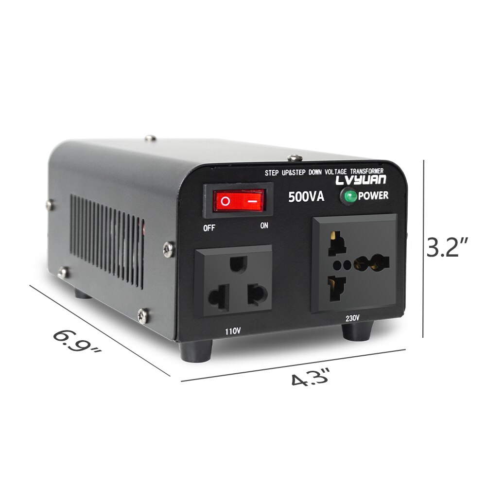 Zwart 500W Transformator Power Converter(220V Tot 110V, 110V Tot 220V) step Up/Down Converter 110/120 Volt - 220/240 Volt