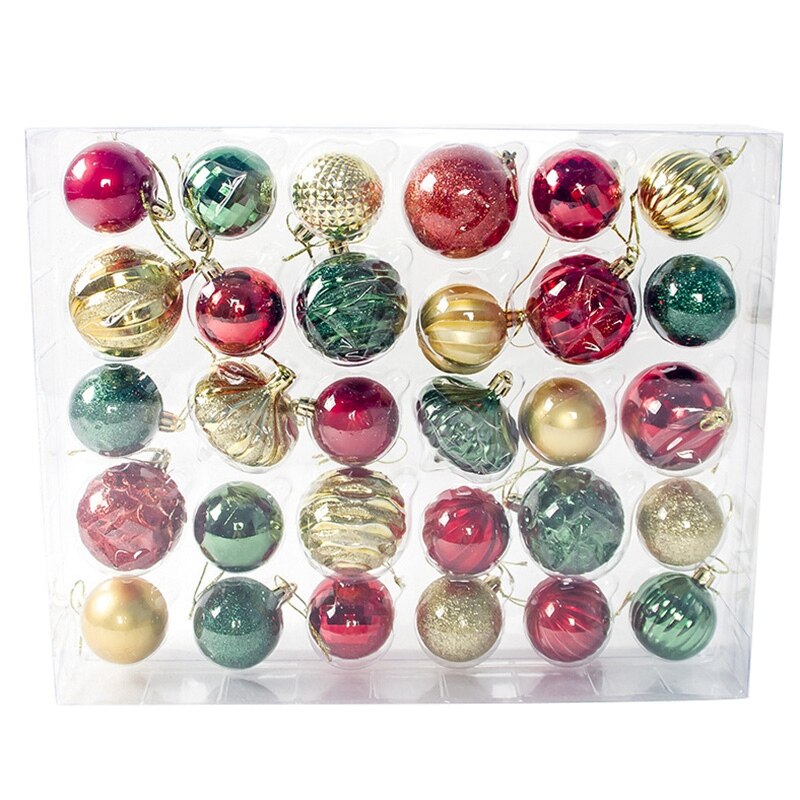 30 stuks kerstboombalhangers, decoratiebal, kerstbal, hangende bal, ornament, decoraties voor thuis, kerstdecoratie: Default Title