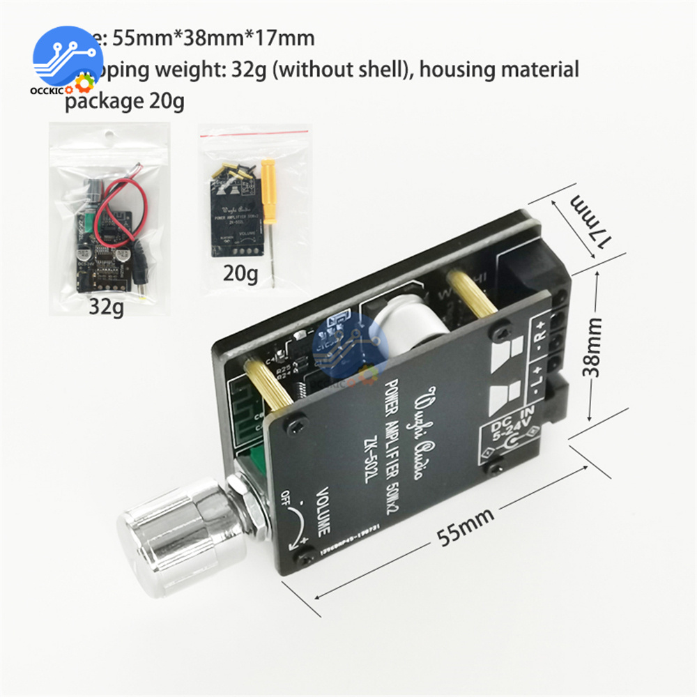 ZK-502L Audio Speakers DIY Bluetooth 5.0 High Power Digital Amplifier Stereo Board 50W+50W AMP Amplificador Audio Home Theater