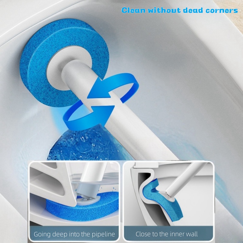 Einweg-WC-Reinigungsbürsten-Set mit Ersatzköpfen, WC-Bürstenhalter-Set, langer Griff, flexibles Badezimmer-Zubehör