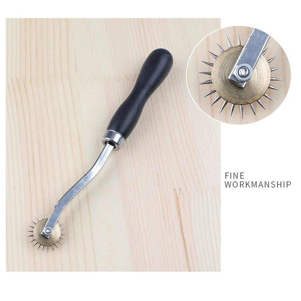 Leather Punching Tool Wooden Handle Scoring Tracing Wheel Tailor Roller Needle Scoring Tracing Wheel Retracing Device Scribing