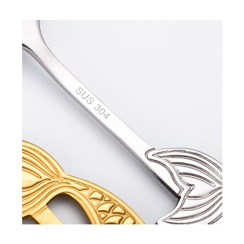 Cuillère à café et à Dessert sirène en acier inoxydable, cuillère à thé Moka à sucre et crème glacée, accessoires de cuisine, vaisselle, de décoration