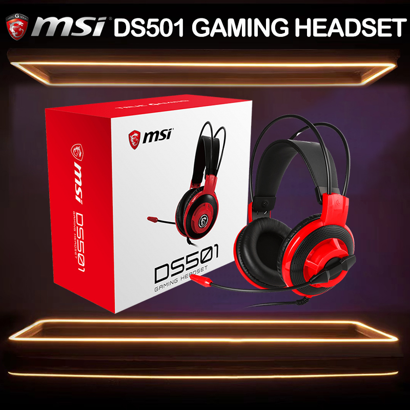 MSI GAMING GEAR DS501 GAMING HEADSET Ergonomic Wired Gamer Headphones With Microphone RGB noise reduction HiFi Laptop PC Gamer