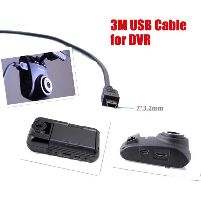 Auto Opladen 3M Usb Kabel Voor Auto Dvr Camera Hud 2Pcs