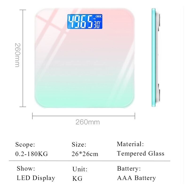 Bluetooth Weighing Scale Aurora Bathroom Electronic Scale Bluetooth Body Fat Digital Smart Scale LED Dispaly 18 Data Sync App