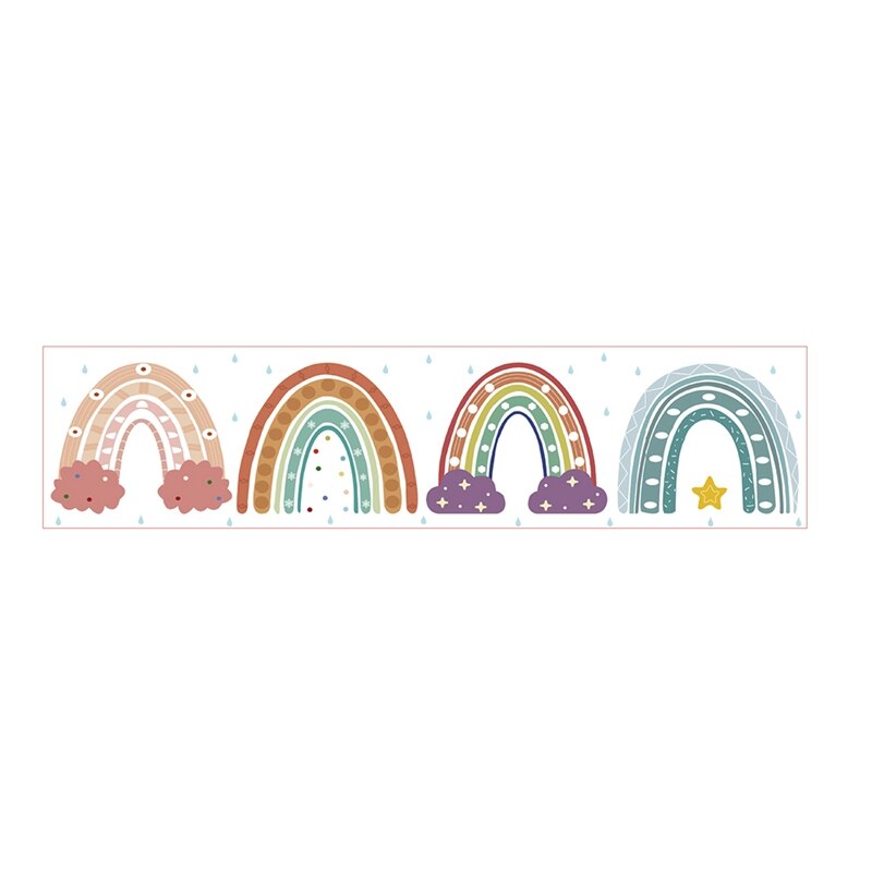 Bordure arc-en-ciel à deux faces de 20M, garniture de bordure de livret Boho pour salle de classe, fête de famille à l&#39;école: Default Title