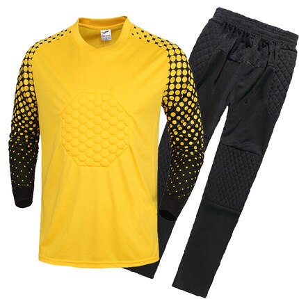 The Latest Long Sleeve Goalkeeper Shirts Child Goalkeeper Suits Breathable Soccer Kids Soccer Sets Sport Training Suit: Yellow / M