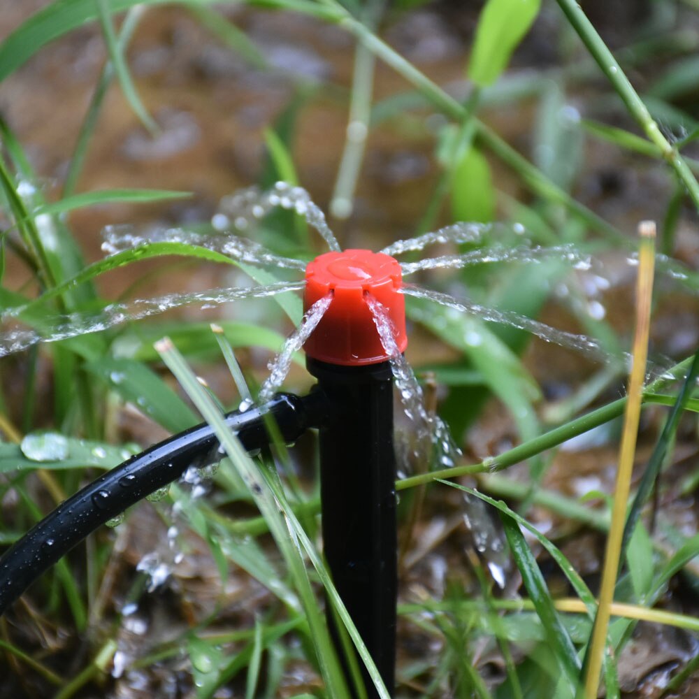 1/4" Hose Drip Irrigation System 360 Degree Adjustable 8 Hole Sprinkler Kit Garden Watering Inserting Ground Micro Flow Dripper