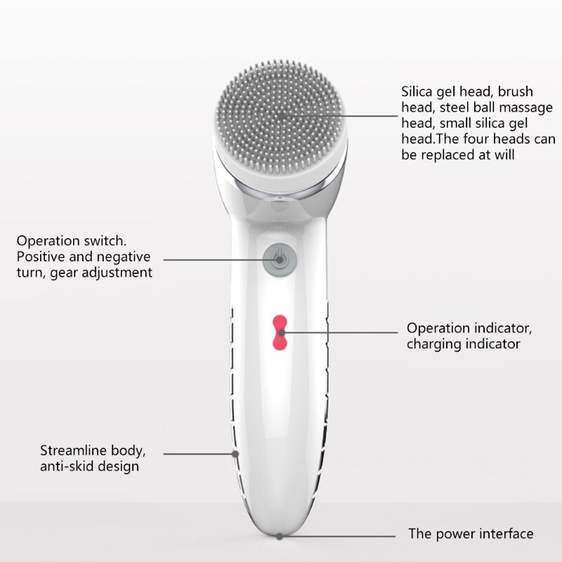 Electric Massage 4-in-1 Handhold Exfoliating Face Beauty Device Vibration Clean M2EE