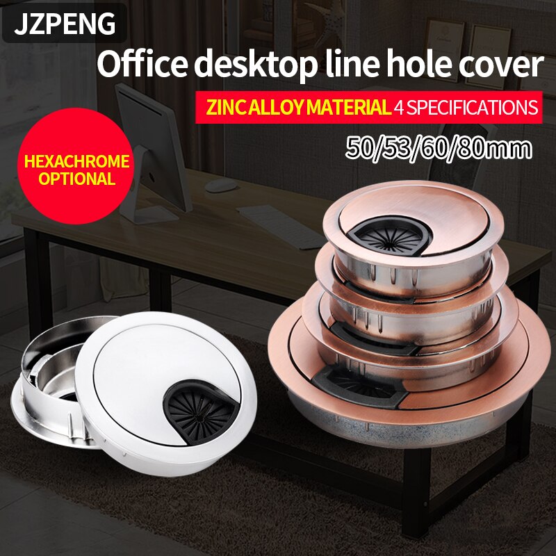 Jzpeng Zinklegering Ronde Tafel Hole Cover Wire Outlet Poort Computer Pc Desktop Kabel Mouw 50Mm Draad Frame