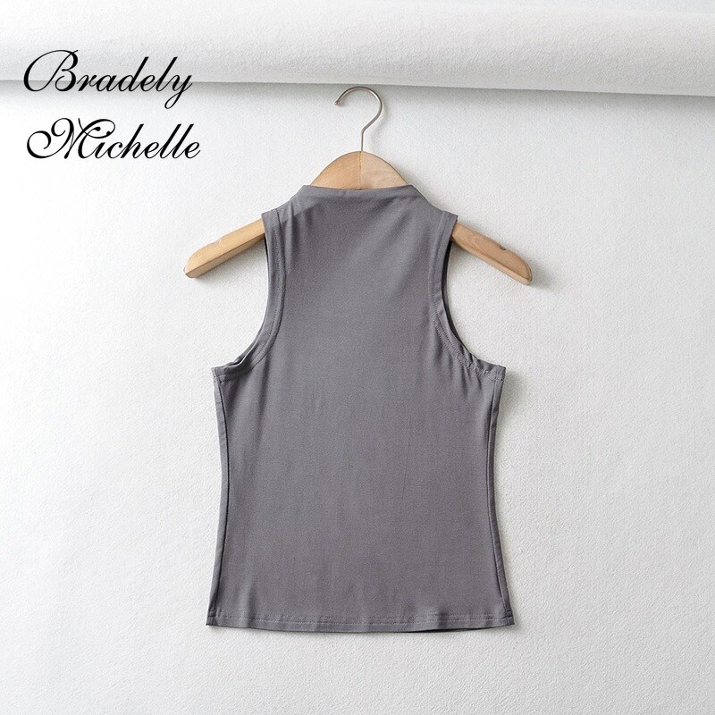 Bradely Michelle Zomer Aankomst Vrouwen Effen Kleur Causale Sexy Croped-Top Mouwloze Tank Streetwear