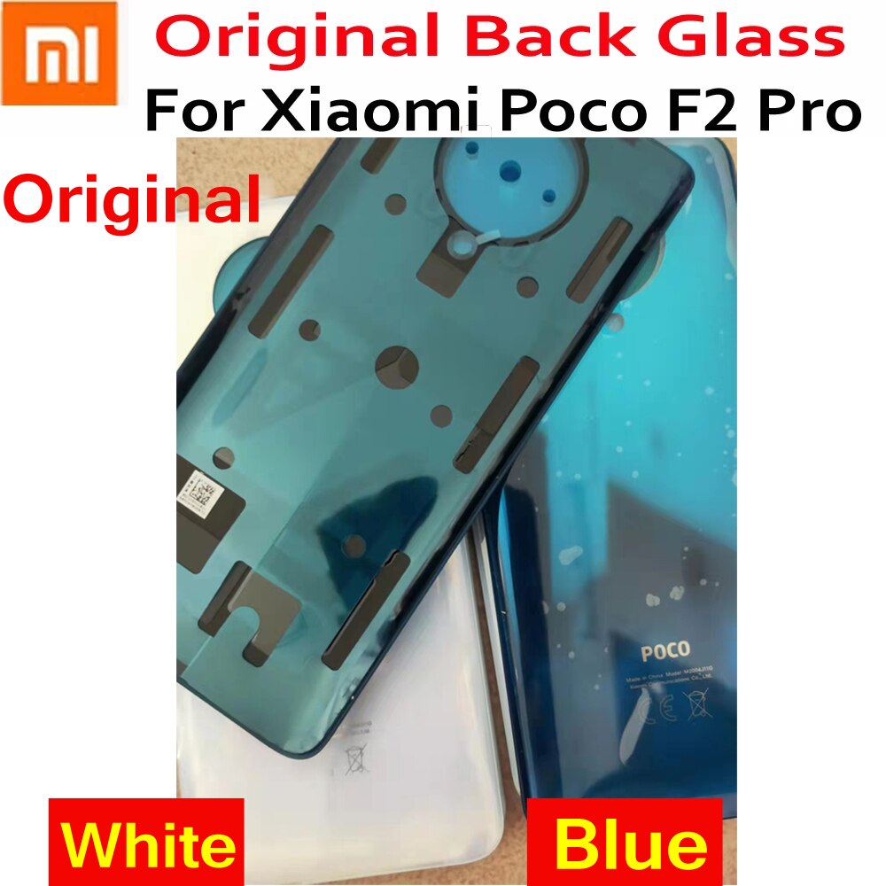 Xiaomi Poco F2 pro m2004j11g用のリアカバー,ステッカー付き,オリジナルのガラスパネル