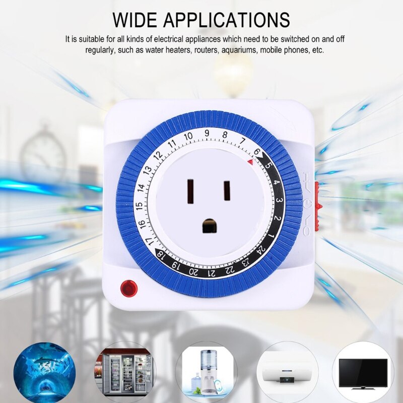 Home Smart Timer Switch Socket 24-Hour Cycle Timing US Plug Time Controller Automatically Power-off Home Improvement