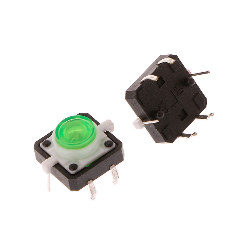 10 Pcs LED Light Momentary Tactile Tact Push Button Switch 12x12x7.3mm 5 Colors 87HA