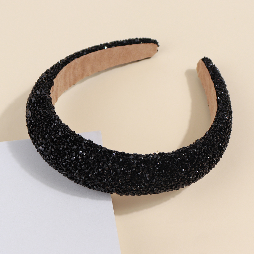 Diadema con cuentas glamurosas, diadema barroca con perlas de cristal ostentosas, diadema cruzada ancha, accesorios para el cabello brillantes y magníficos para mujer,: Gris
