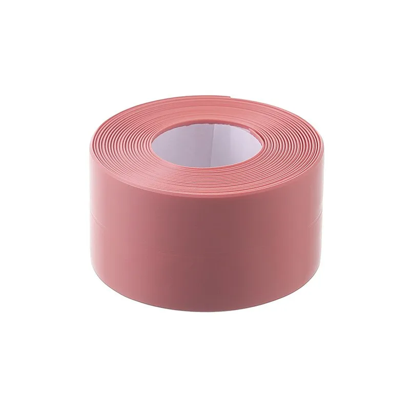 1 Roll of Waterproof and Mold Proof Toilet Sealing Strip, Kitchen Bathroom Self-adhesive Sealing Tape, Bathroom Waterproof Tape: Pink