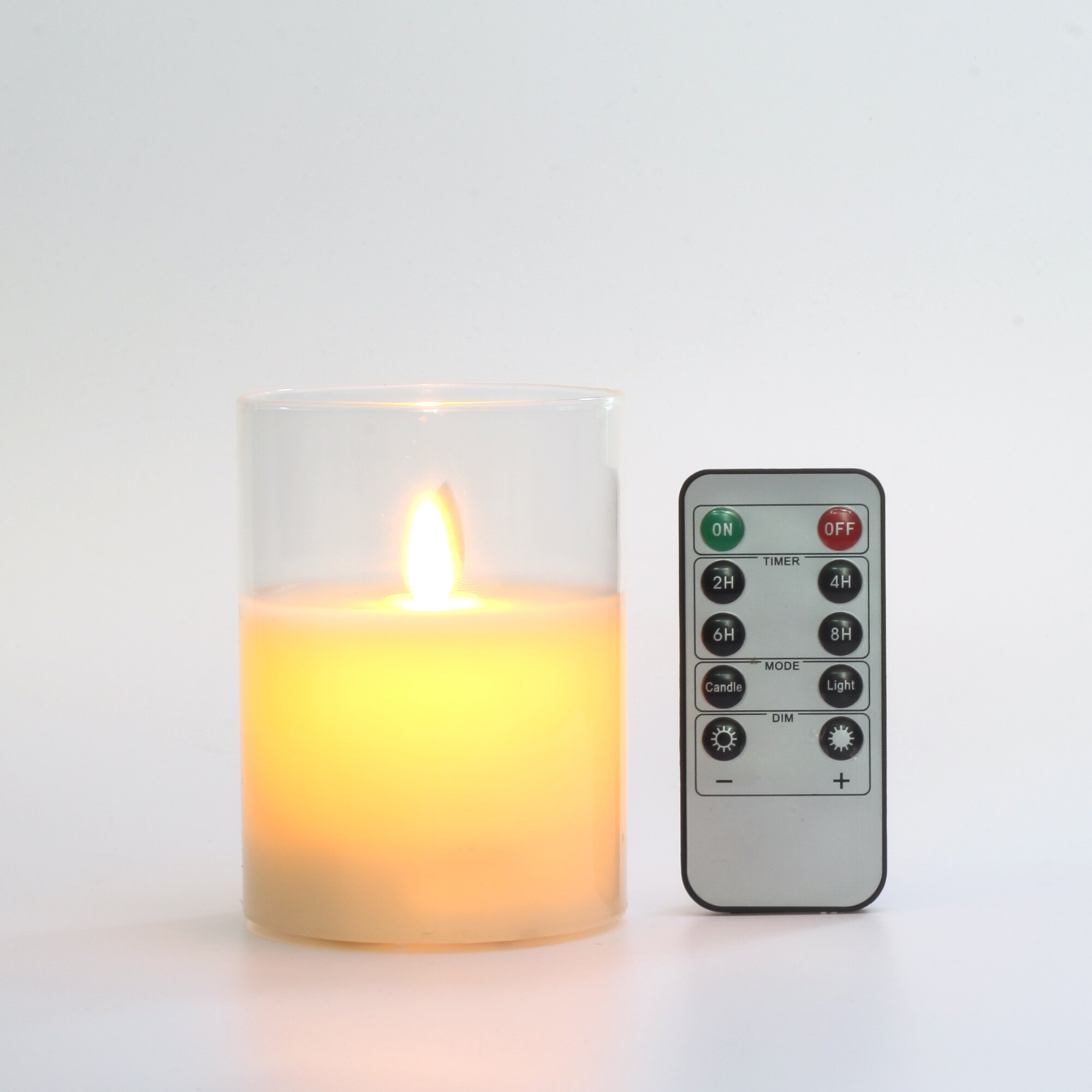 Flammenlose Kerzen Glas Echt Wachs Säulen &Ampere; ziehen um Flamme Docht LED Kerzen und 10-Schlüssel Fernbedienung mit Timer, batterie Betrieben: 1Stck(4 Zoll)