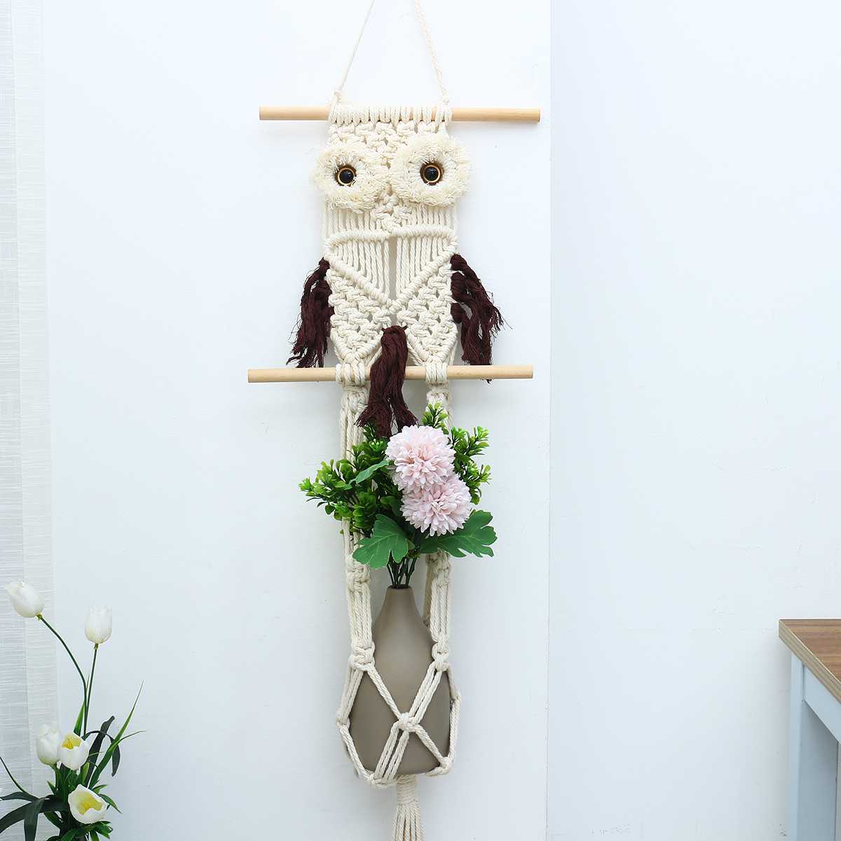 70x25cm Handgemachte Seil Hängen Körbe Hängen Seil Geflochtene Handwerk Pflanzen Aufhänger Indoor Garten Wand Hängen Pflanzer Dekoration