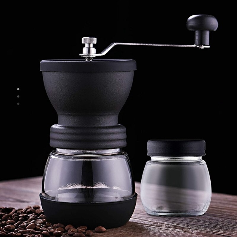 Handkoffiemolen Set Met Keramische Bramen Hand Koffiemolen Met Glazen Potten Verstelbare Grofheid Hand Koffiemolen