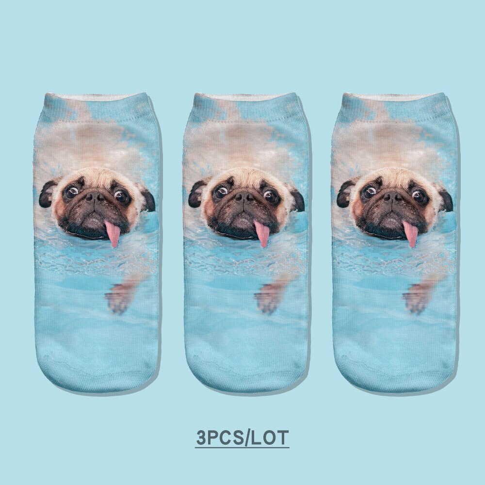3pcs/Lot skarpetki Dog Sock Cute Floral Socks Women Harajuku Art Socks Funny Cotton Fasion Kawaii Ankle Happy Socks: S41207