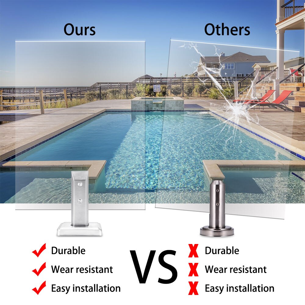 Nueva Abrazadera para escalera de piscina, abrazadera fuerte de vidrio, baranda de balaustre, abrazadera para valla de vidrio para balcón, barandilla de valla, Clip de acero inoxidable