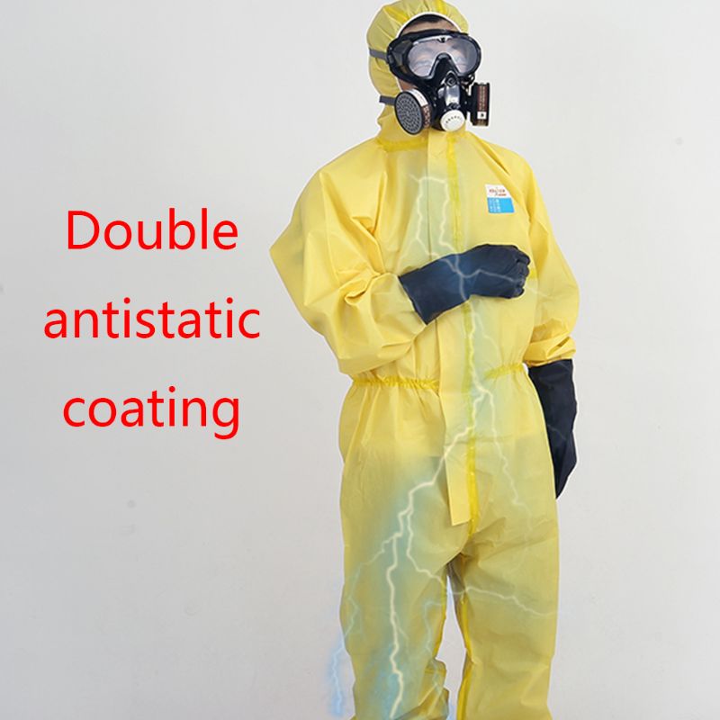 Protective Suit Coveralls With Cap Full Body Protection, SMS Nonwoven Labor Insurance Safety