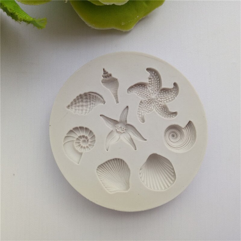 TPXCKz Birthday Cake Mold DIY Ocean Conch Sea Shells Silicone Chocolate Stencil Making Frame Decor Baking Template Jewelry Tools