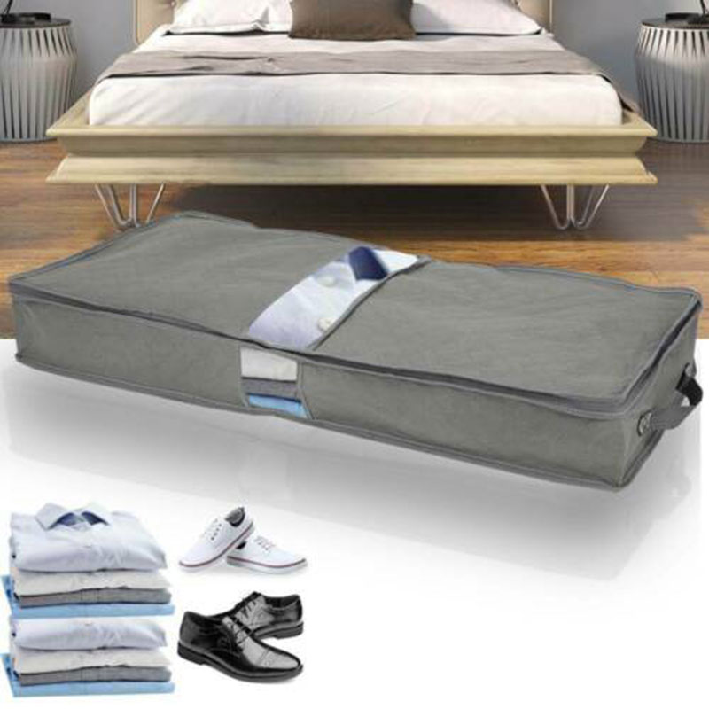 Niet-geweven Bamboe Houtskool Grijs Onder-Bed Storage Case Quilt Opbergtas Grote Kleding Afwerking Zak Bewegende Zak plunjezak