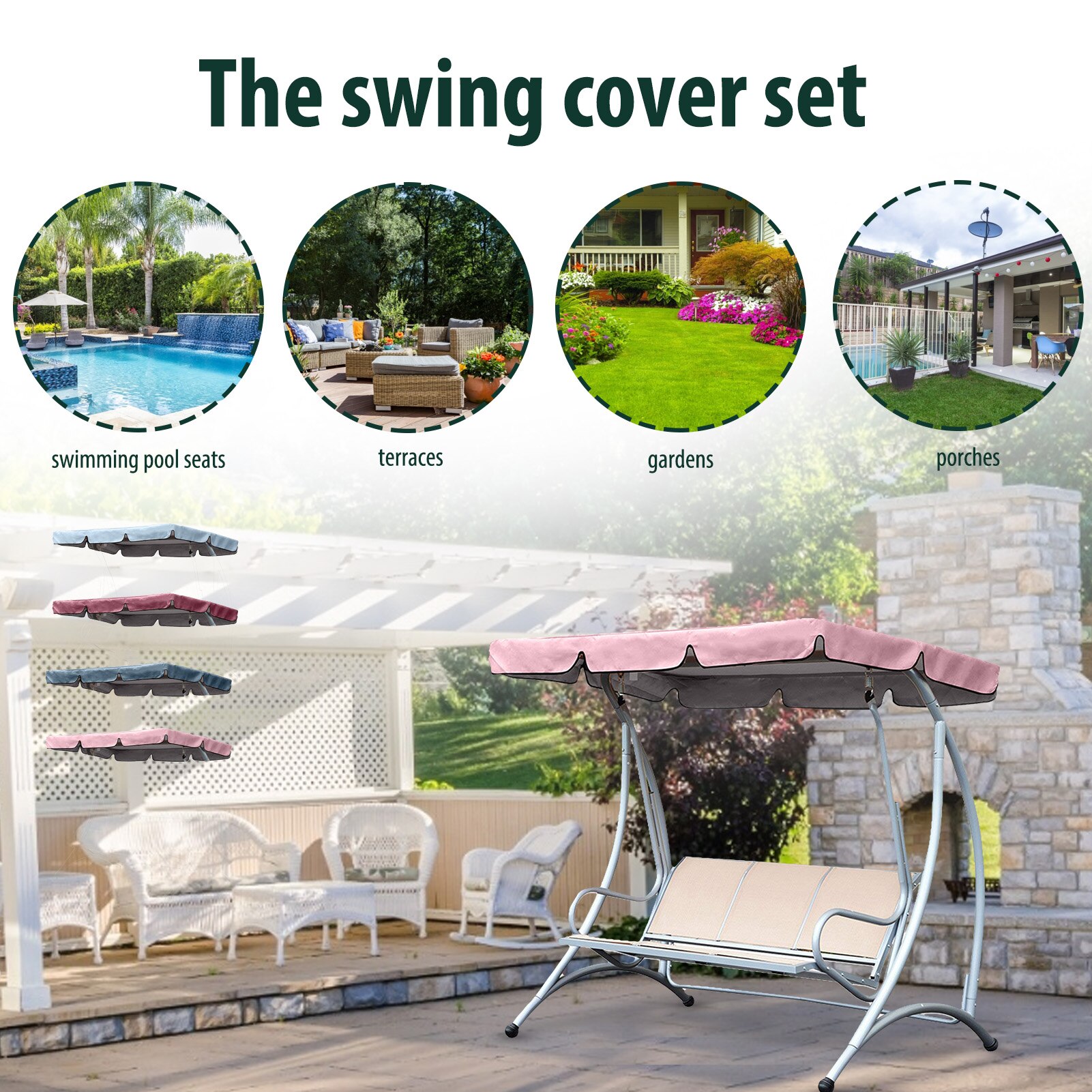 Large Swing Ceiling Cover Anti-UV Patio Canopy Waterproof Sun shade shelter outdoor garden Oxford cloth Awning replace cover