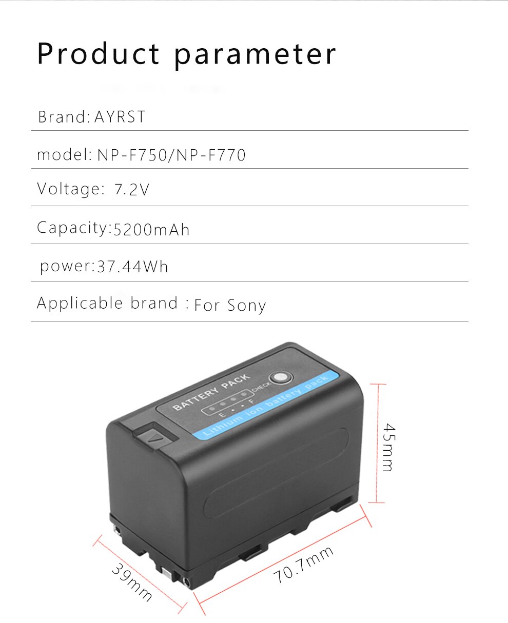 5200- mah-akku mit led-anzeige für sony np f970 f960 f550 f570 qm91d ccd -rv100  f750 np f770 np-f750 led-usb-ladegerät