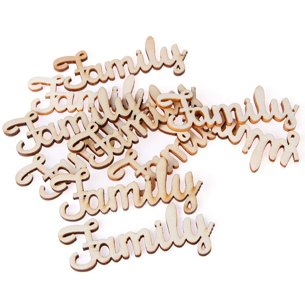 random style10 Pieces Wooden Family Word Letters Alphabet Script for Family Tree Crafts Home Wedding DIY Decorations Handmade