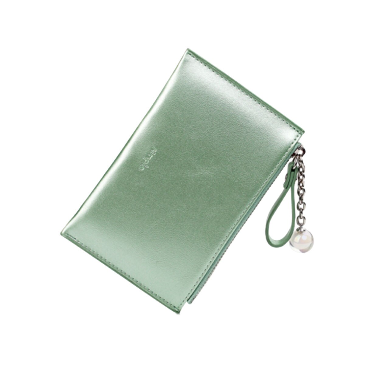 Petit portefeuille en cuir pour femmes, porte-monnaie et scintillant, Mini pochette de crédit avec fermeture éclair: green