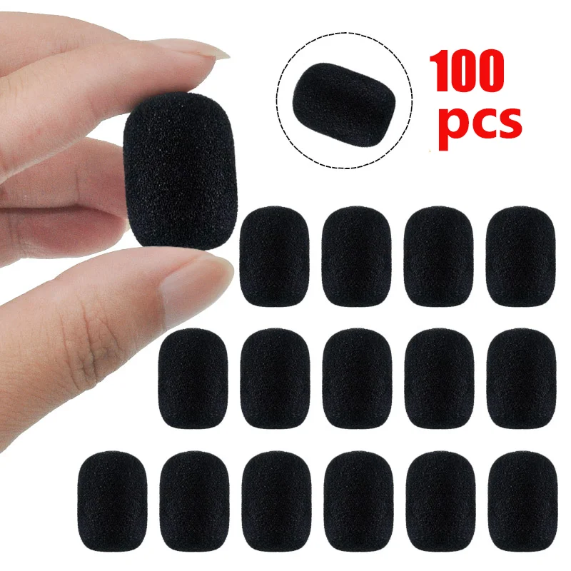 5-100PCS Microphone Replacement Foam Microphone Windscreen Headset Cover Telephone Headset Mic Cover Windshied Headset Foam