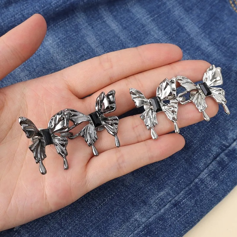 Botón de cintura con lazo para apretar, hebilla de cintura ajustable en forma de estrella y flor, sin costura, broche para pantalones, alfileres de fijación para pantalones vaqueros reutilizables