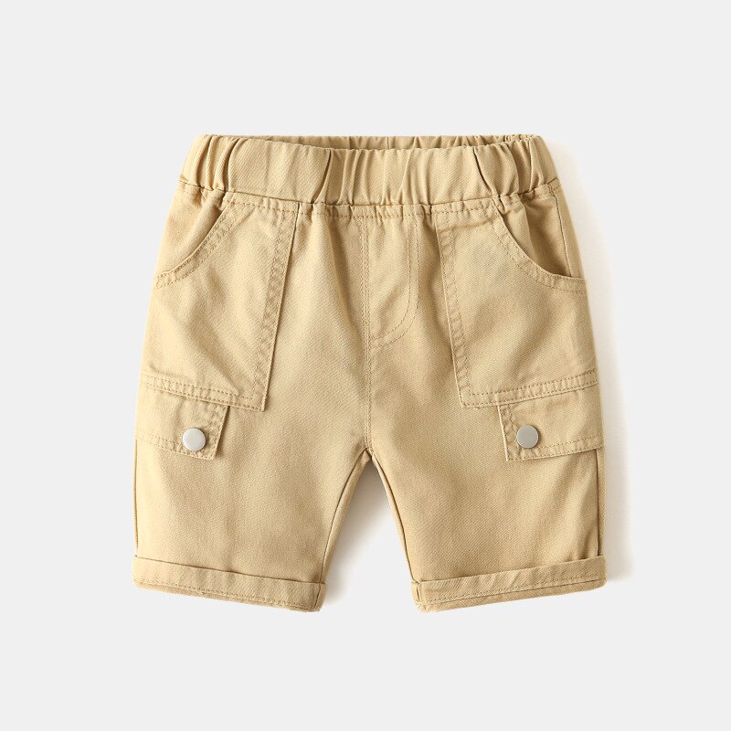 Baby pojkar kläder sommar barn shorts coola pojke kort stil byxor ren bomull mjuk elastisk midja halvbyxor: Kaki / 6t