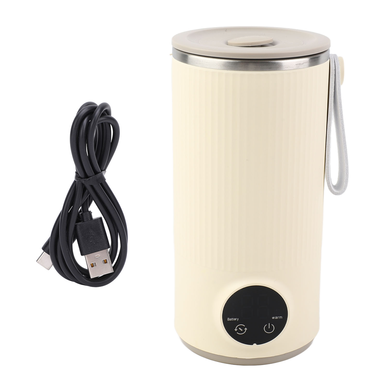 Sladdlös vattenkokare i rostfritt stål, 400ml/6000 mah, bärbar resevattenkokare, snabb uppvärmning , 55 °c, laddningsbar för utomhusbruk