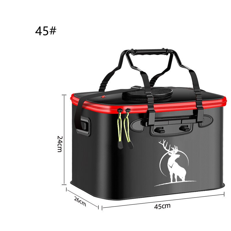 Sac de pêche EVA Portable, seau de pêche pliable, boîte de poissons vivants, conteneur d'eau de camping, sac de rangement de matériel de pêche: Black   45