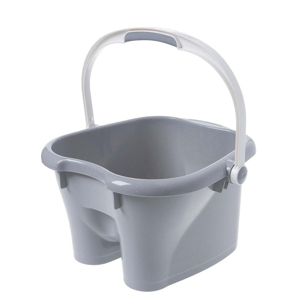 1PC Portable Plastic Foot Washing Bucket Japanese-style Foot Tub Massage Roller Foot Bucket Large Foot Bath Barrel Tool: Light Grey