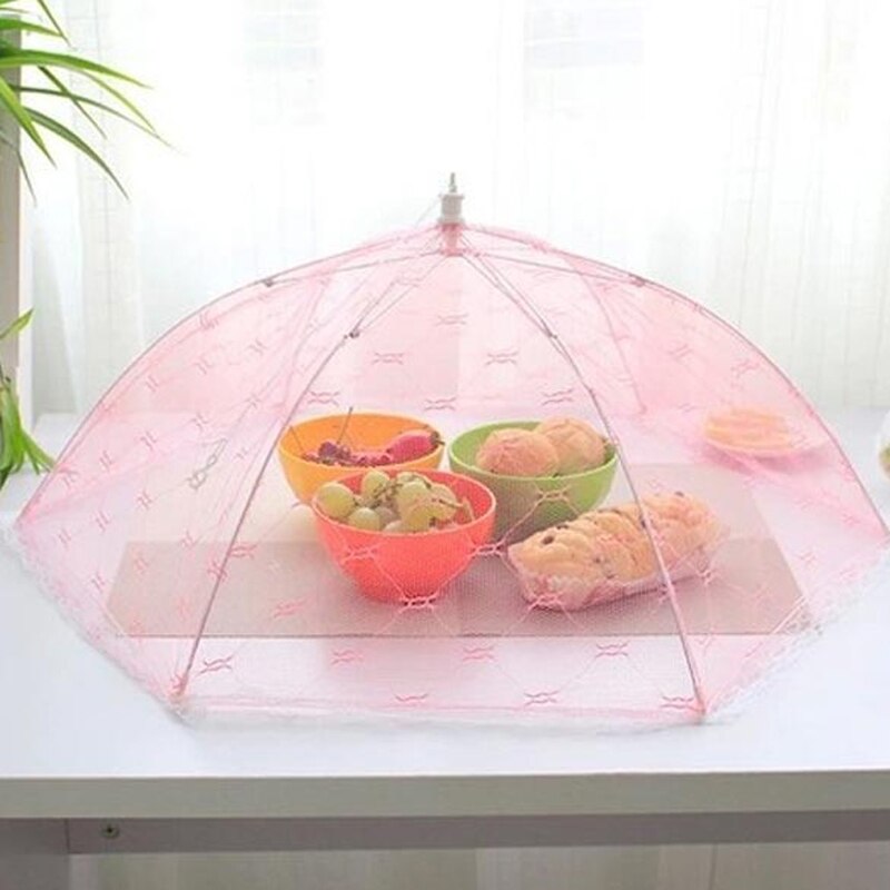 Sekskantet gaze mad dækker paraply stil anti fly myg køkken madlavning værktøjer måltid dække bordnet mad dækning