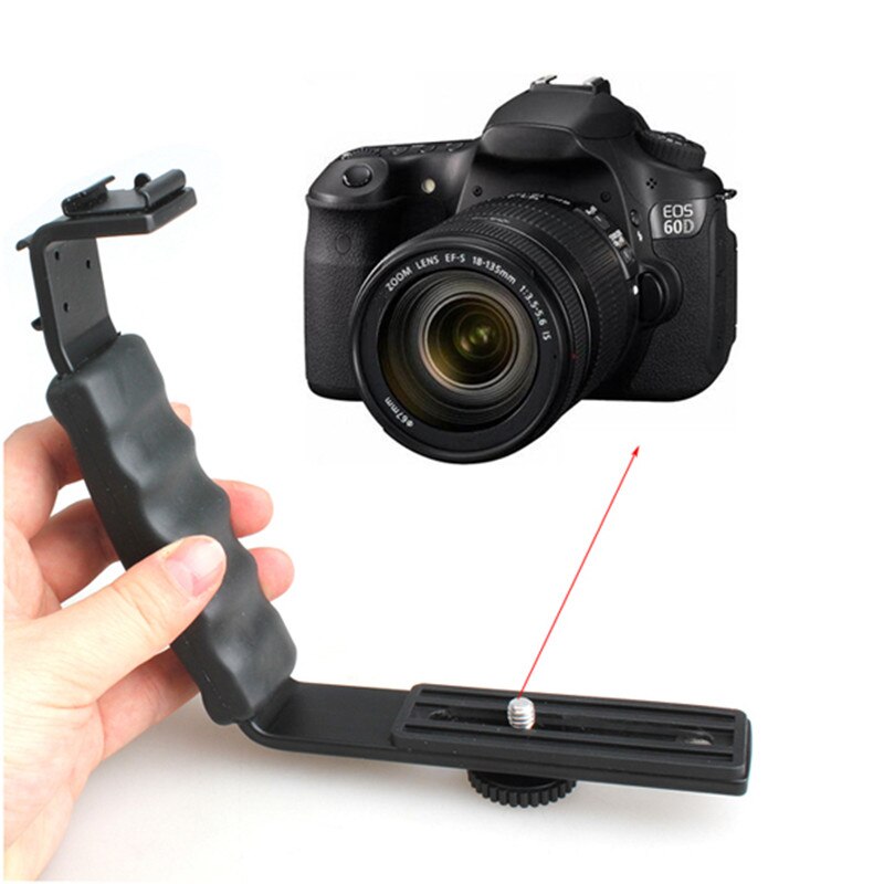 Hot Universale Del Basamento Del Microfono L Staffa Impugnatura Della Fotocamera Con 2 Monti Hot Shoe Per Zhiyun Liscia Q/3/dji Osmo/Rode Videomicro