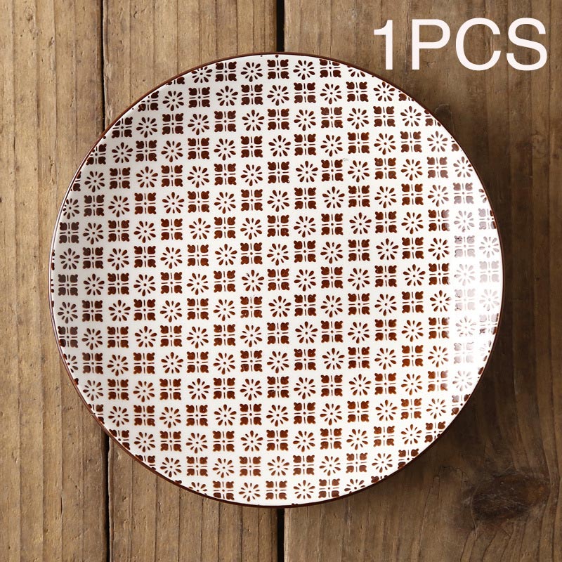 Vajilla de cerámica de estilo occidental para el hogar, plato plano de 8 pulgadas, estilo nórdico japonés, , moderno y Simple: C-13