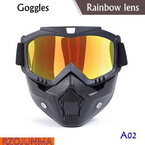 Motorfiets Bril Motocross Motor Moto Bril Afneembare Goggle Uv Bescherming Ski Bike Voor Halley Open Helm Masker: A02