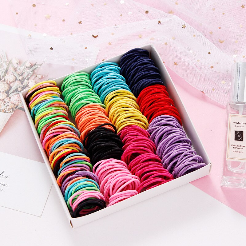 100 Stuks Meisjes Leuke Doet Geen Pijn Haar Kleur Kinderen Rubberen Band Meisje Baby Haar Band Rubberen Band haar Touw Accessoires