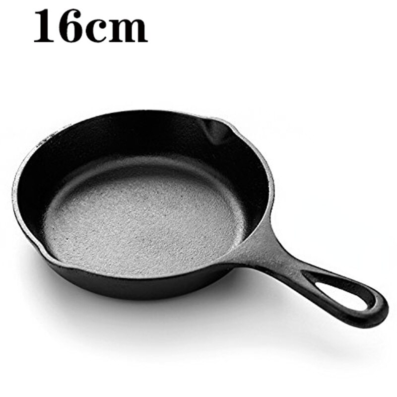 3pcs/Set Cast Iron Frying Pan Non-stick Skillet Kitchen Frying Pot Breakfast Pan Omelette Pancake Pot Induction Cooking Cookware: M 16CM  1PCS